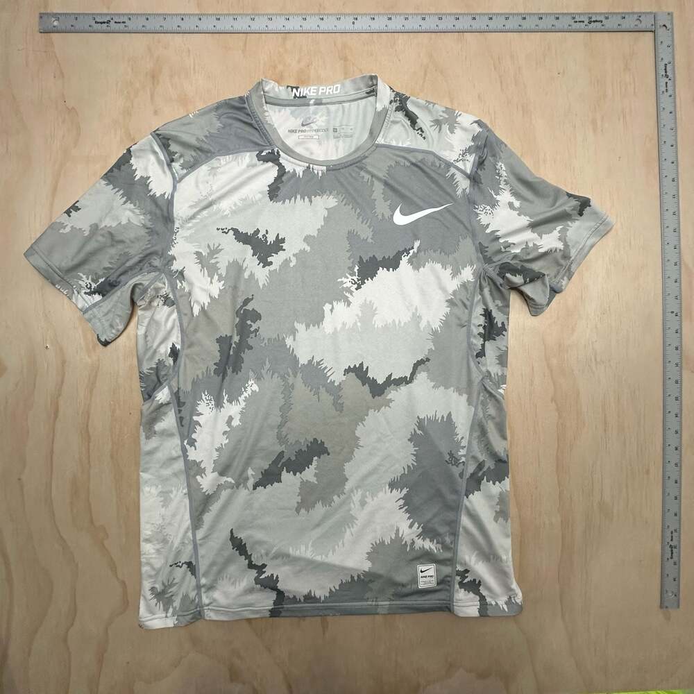 Nike Pro Hypercool Grey Camo Fitted Short Sleeve Athletic Shirt XL